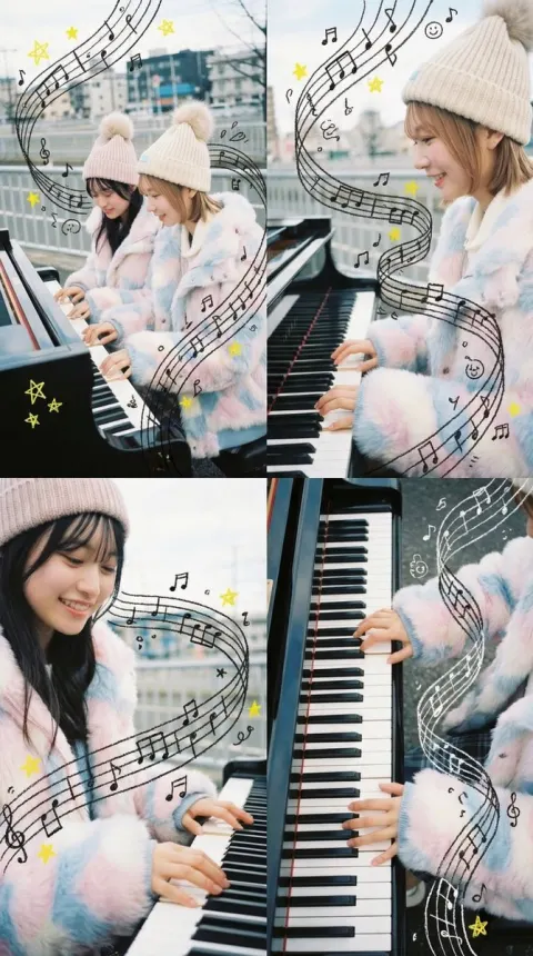 Crayon Doodle Piano Grid Art
