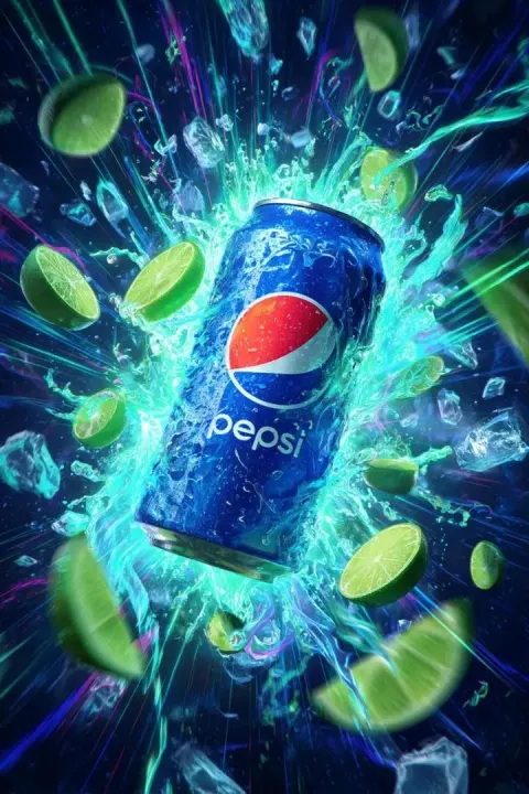 Blue Cola Can Explosion Ad
