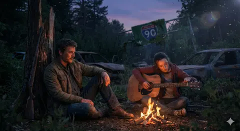 Last of Us Campfire Dusk Scene