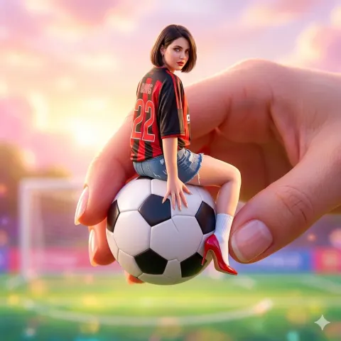 Miniature Fashion On Giant Soccer Ball