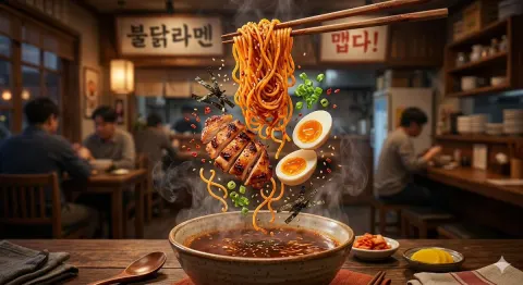 Deconstructed Spicy Buldak Ramen Art