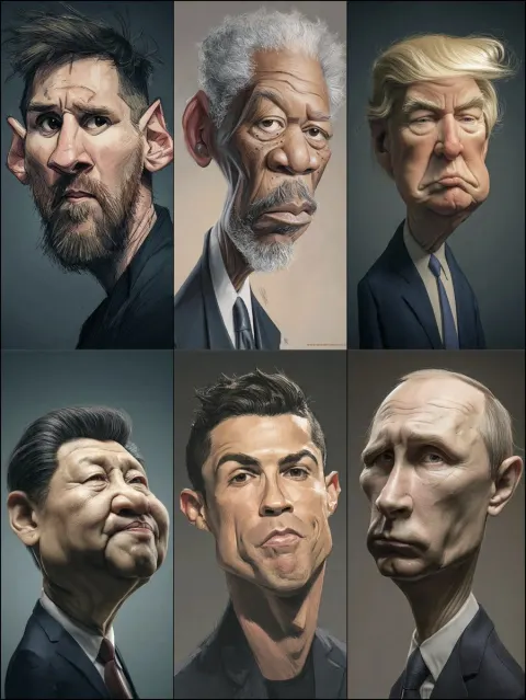 Stern Caricature in Studio Light