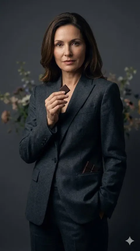 Elegant Mature Woman Dark Chocolate Portrait