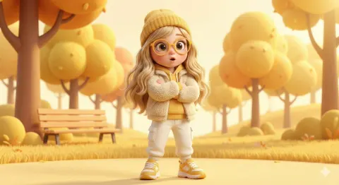 Energetic Blonde Girl 3D Character