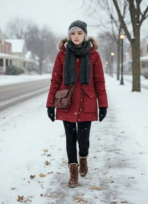 Cinematic Winter Walk In Small Town