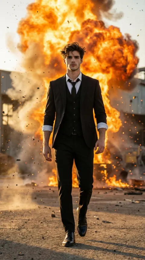 Cool Hero Walks From Explosion