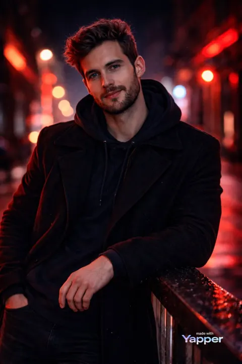 Cinematic Neon Night Portrait Man