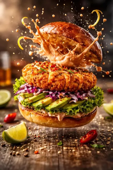 Floating Shrimp Burger Splash