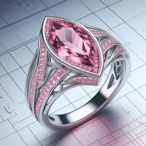 Marquise Pink Tourmaline Platinum Ring Design