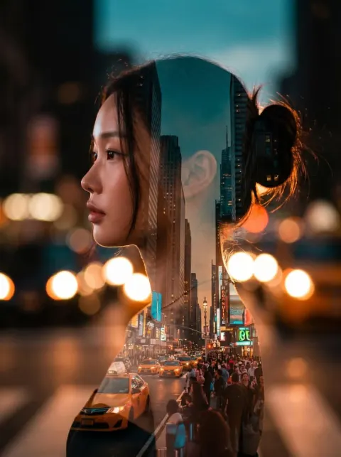 Cinematic Double Exposure Portrait Art