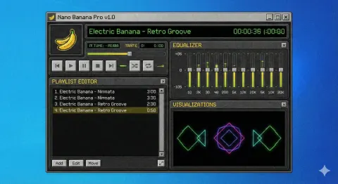 Nano Banana Pro Winamp Style Screenshot