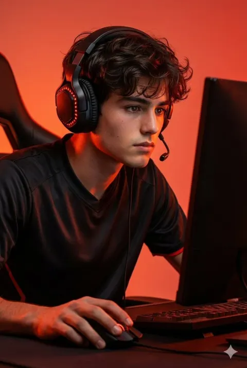 Esports Gamer Fiery Premium Portrait