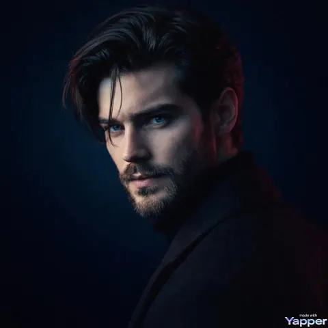 Icy Blue Gaze: Cinematic Noir Portrait