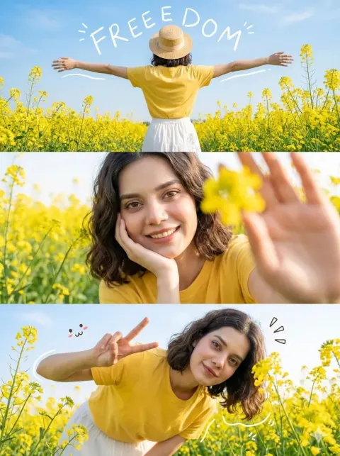 Freedom Girl in Flower Field