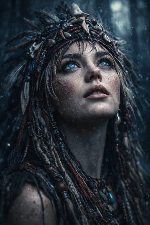 Fierce Tribal Warrior Cinematic Portrait
