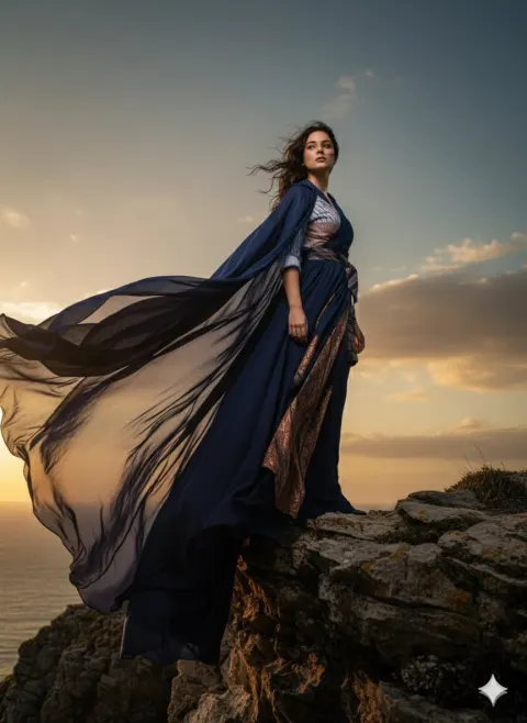 Windblown High Fashion Cinematic Portrait
