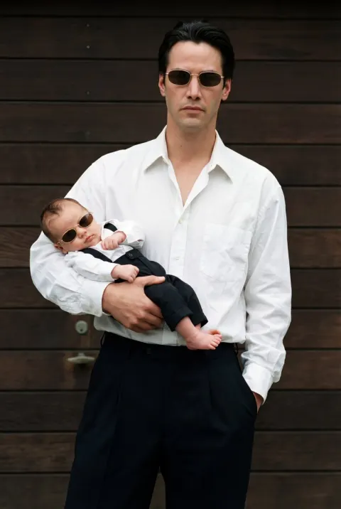 90s Old Money Father Baby Portrait