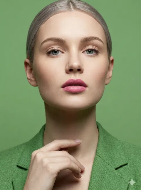 Silver Hair Green Blazer Portrait