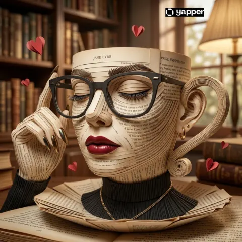 Surreal Book Page Coffee Cup Fantasy