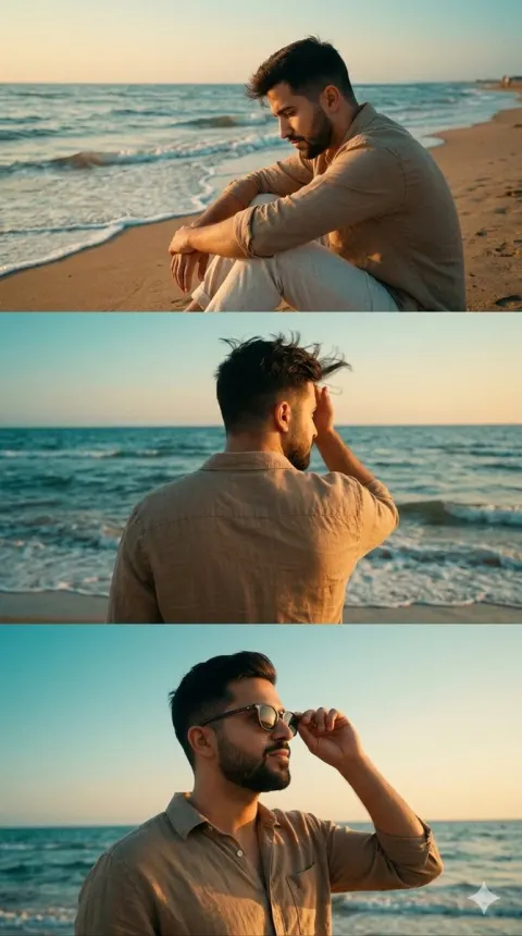 Cinematic Beach Portrait Collage