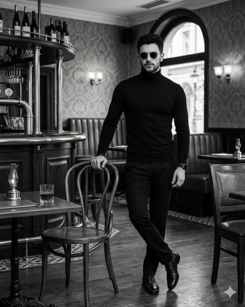 Vintage Bar Gentleman Monochrome Portrait
