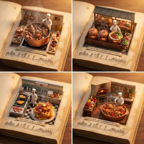 Vintage Cookbook Food Art