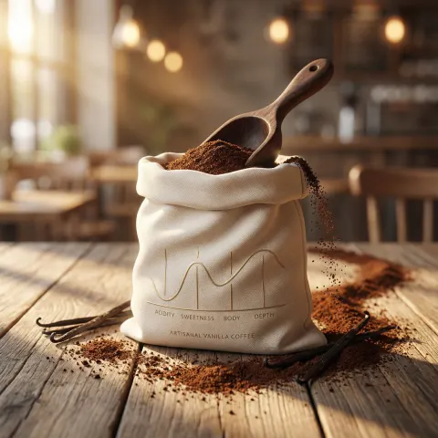 Luxury Vanilla Coffee Pouch Photography