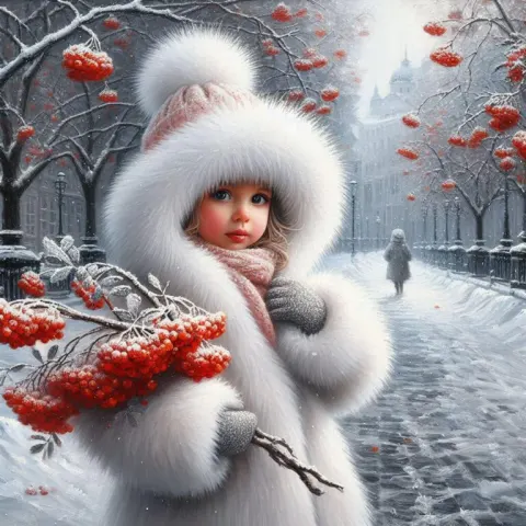 Little Girl in Snowy Winter Park