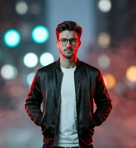 Neon Night Streetwear Portrait