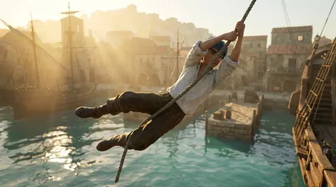 Golden Hour Harbor Swing