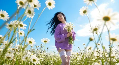 Dreamy Daisy Meadow Fashion Portrait