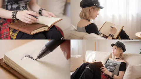 Cinematic Diary Writing Moment