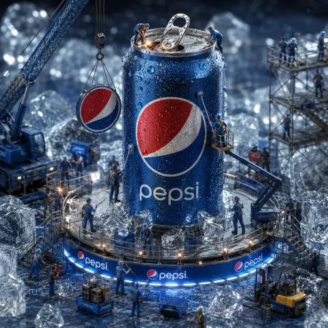 Mini Workers Assemble Giant Pepsi Can