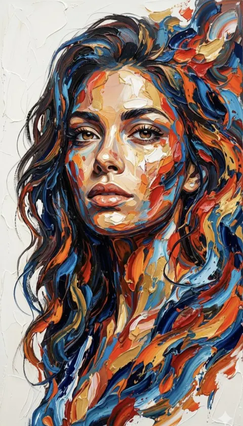 Vibrant Impasto Knife Portrait
