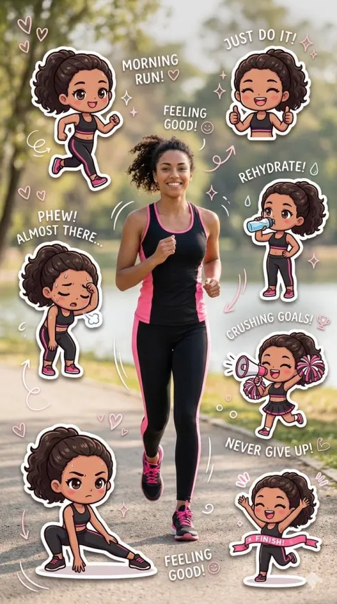 Chibi Fitness Journey Collage Art