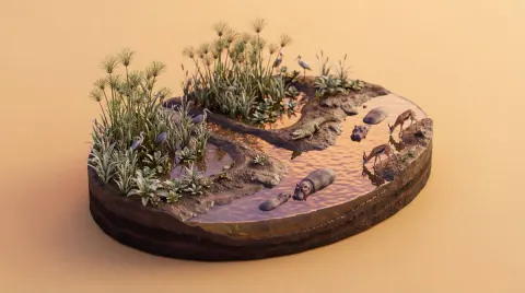Isometric Wildlife Habitat Miniature Diorama