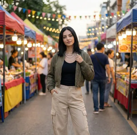 Streetwear Style at Night Market