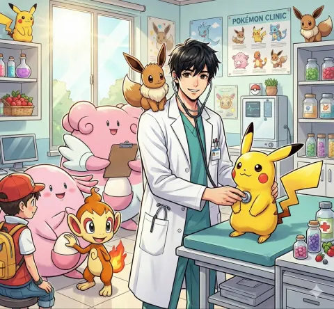 Pokemon World Doctor Illustration