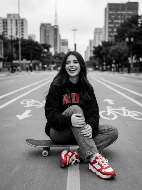 Cinematic Skateboard Portrait of Joy