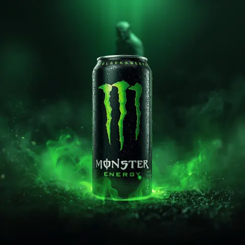Monster Smashes Energy Can with Axe