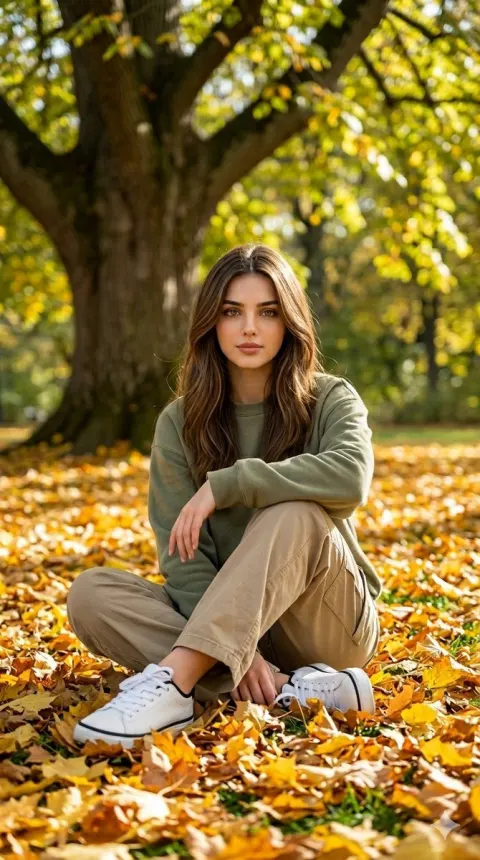Cinematic Autumn Park Portrait
