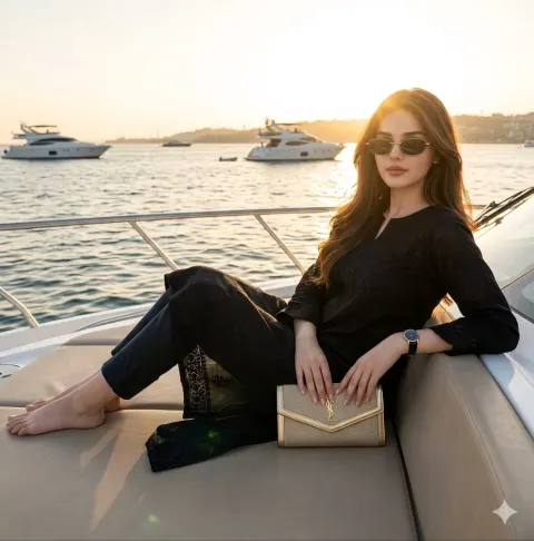 Yacht Sunset Fashion Portrait