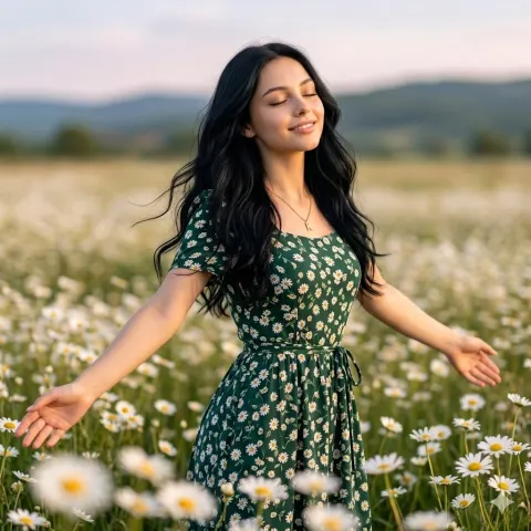 Dreamy Daisy Field Cinematic Portrait