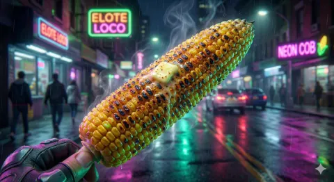 Cyberpunk Street Food Glowing Neon Ad
