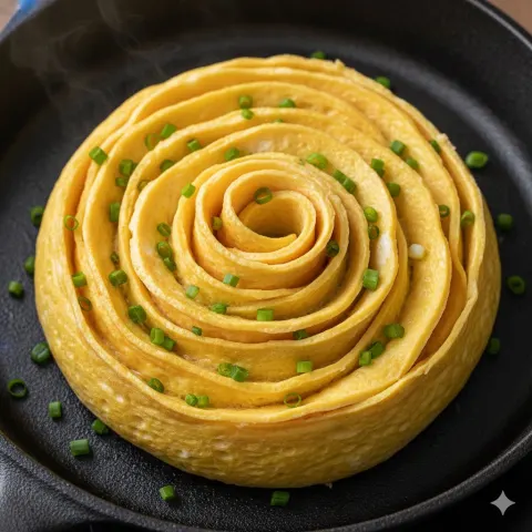 Cinematic Rose Tamagoyaki Close-Up