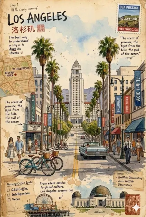 Vintage Watercolor Travel Journal Art