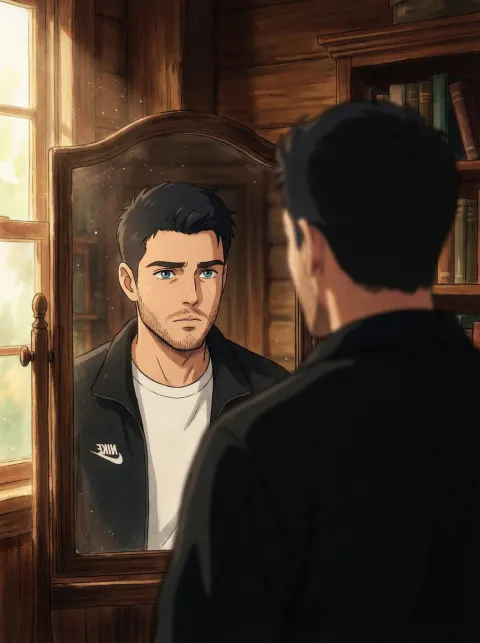 Ghibli Style Man Mirror Portrait