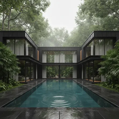 Tropical Black House Pool