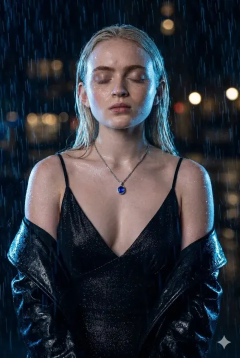 Rain-Soaked Cyberpunk Noir Glamour