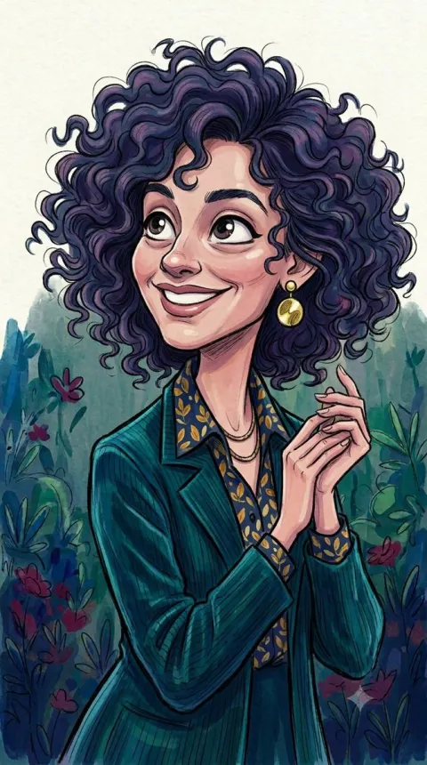 Wild Curls Watercolor Portrait